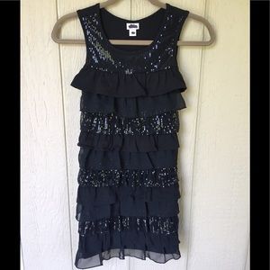 💛 Justice Size 12 Black Sequin Ruffle Party Dress